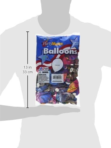 Pioneer Balloon Company 72 Count Tye-Dye Partymate Latex Balloon, 12", Multicolor