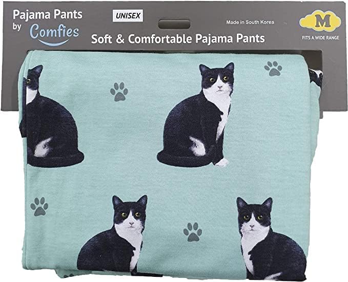 Black and White Tuxedo Cat and Paw  Unisex Lounge Pants-Pajama ,Premium Quality