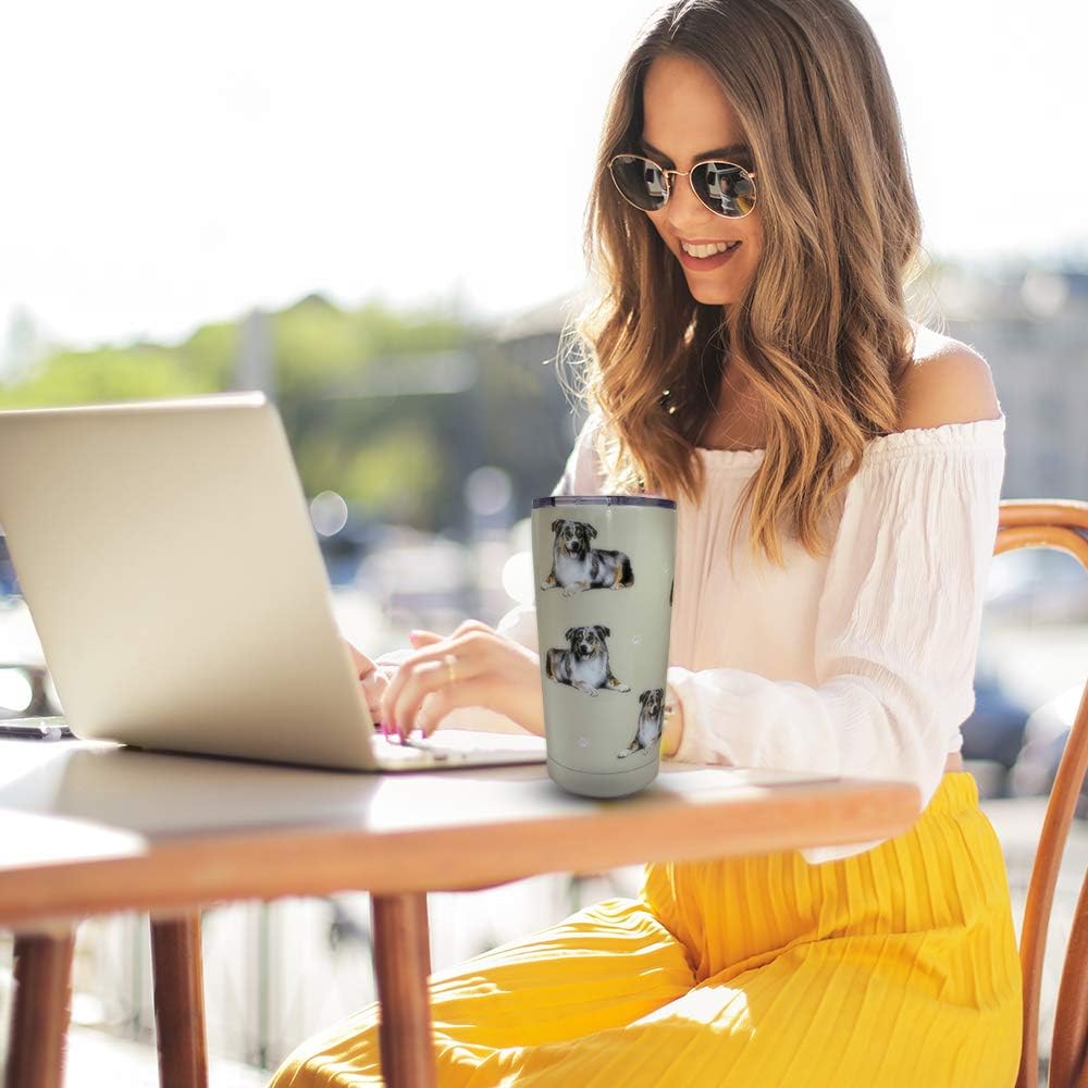 Australian Shepherd Tumbler 20 Oz. Stainless Steel, Vacuum Insulated Tumbler with Spill Proof Lid - 3D Print - Insulated Travel mug for Hot or Cold Drinks