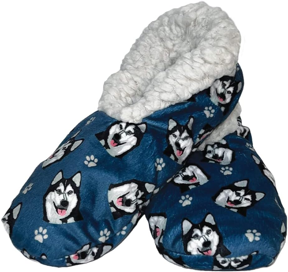 Siberian Husky Lovers Super Soft Slippers - One Size Fits Most - Cozy House Slippers - Non Skid Bottom - perfect for Siberian Husky gifts