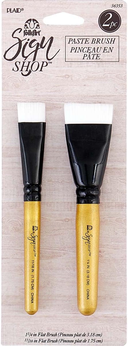 FolkArt ® Sign Shop™ Brush Set - Stencil Paste Brush Set, 2 pc 1-1/4” Flat and 11/16” Flat