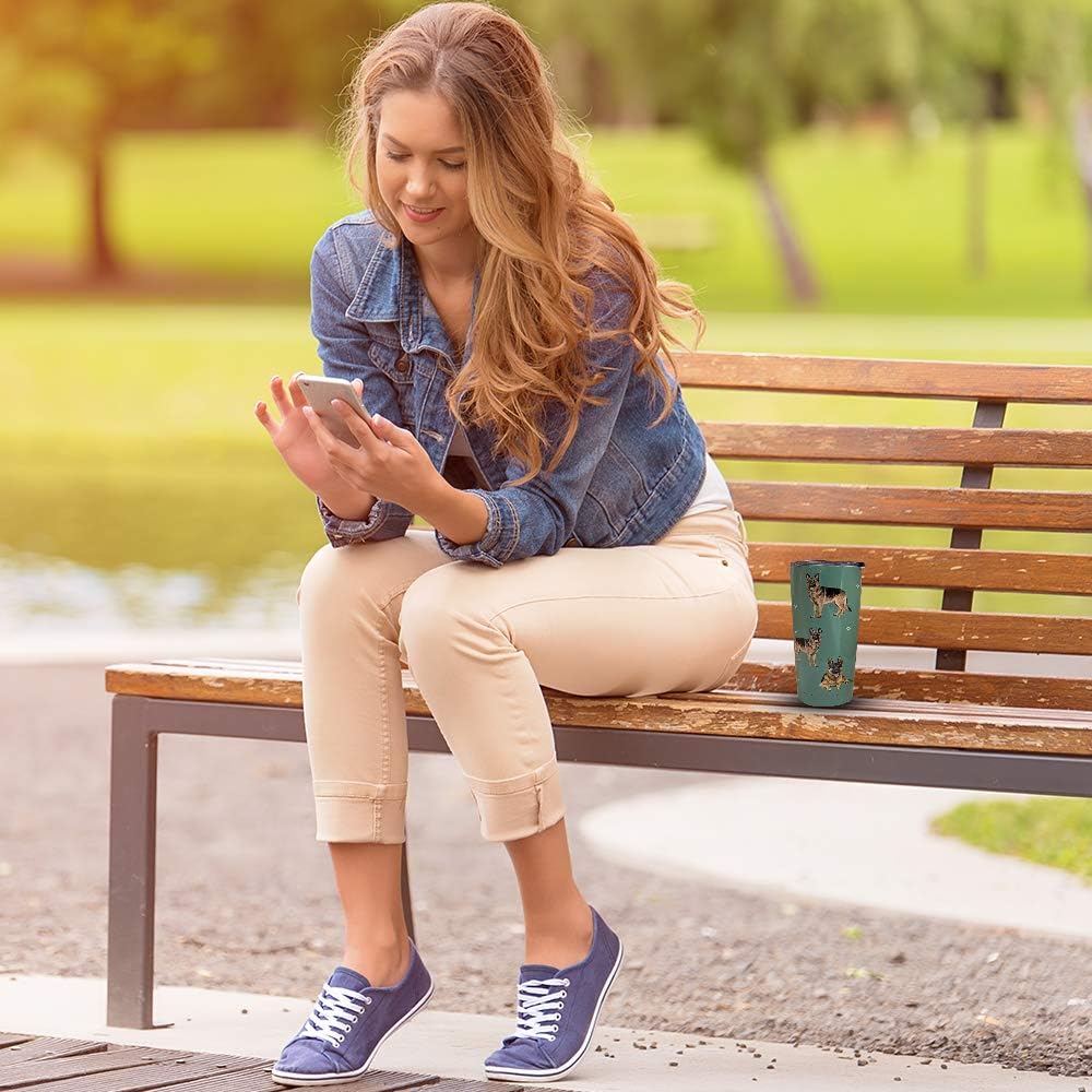 German Shepherd Dog Lovers Tumbler  20 Oz. Stainless Steel, Vacuum Insulated Tumbler with Spill Proof Lid - 3D Print - Insulated Travel mug for Hot or Cold Drinks