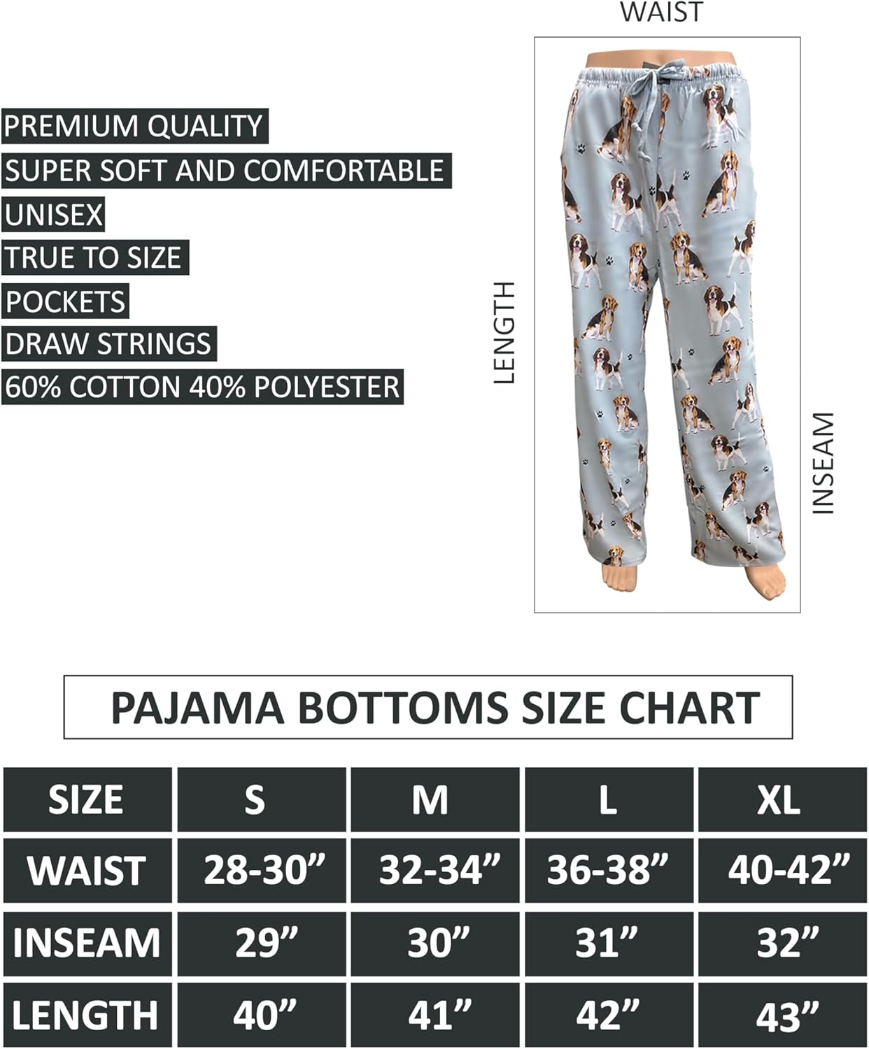 Beagle Dog lovers Pajama-Pants-Unisex-one size fits most-Premium Quality