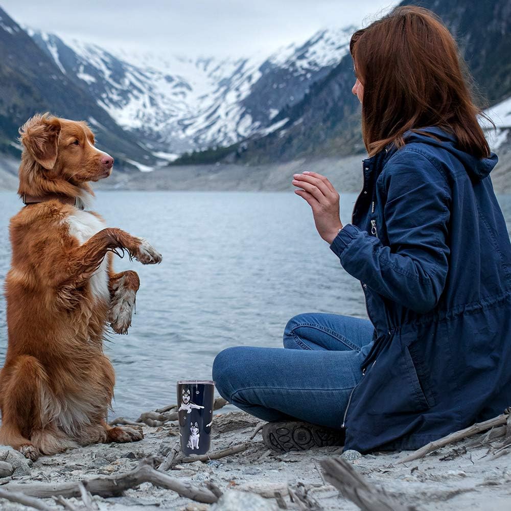 Siberian Husky Dog Lovers Tumbler 20 Oz. Stainless Steel, Vacuum Insulated Tumbler with Spill Proof Lid - 3D Print - Insulated Travel mug for Hot or Cold Drinks