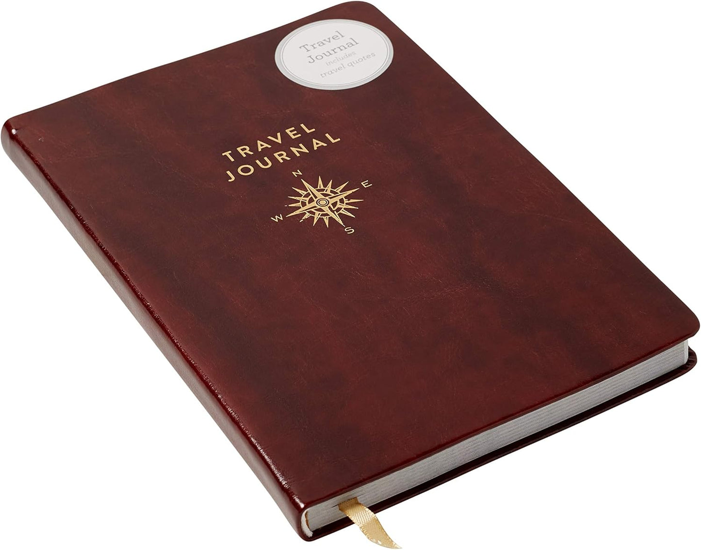 Eccolo Guided Travel Journal with Travel Themed Art & Quotations, 6x8, Brown