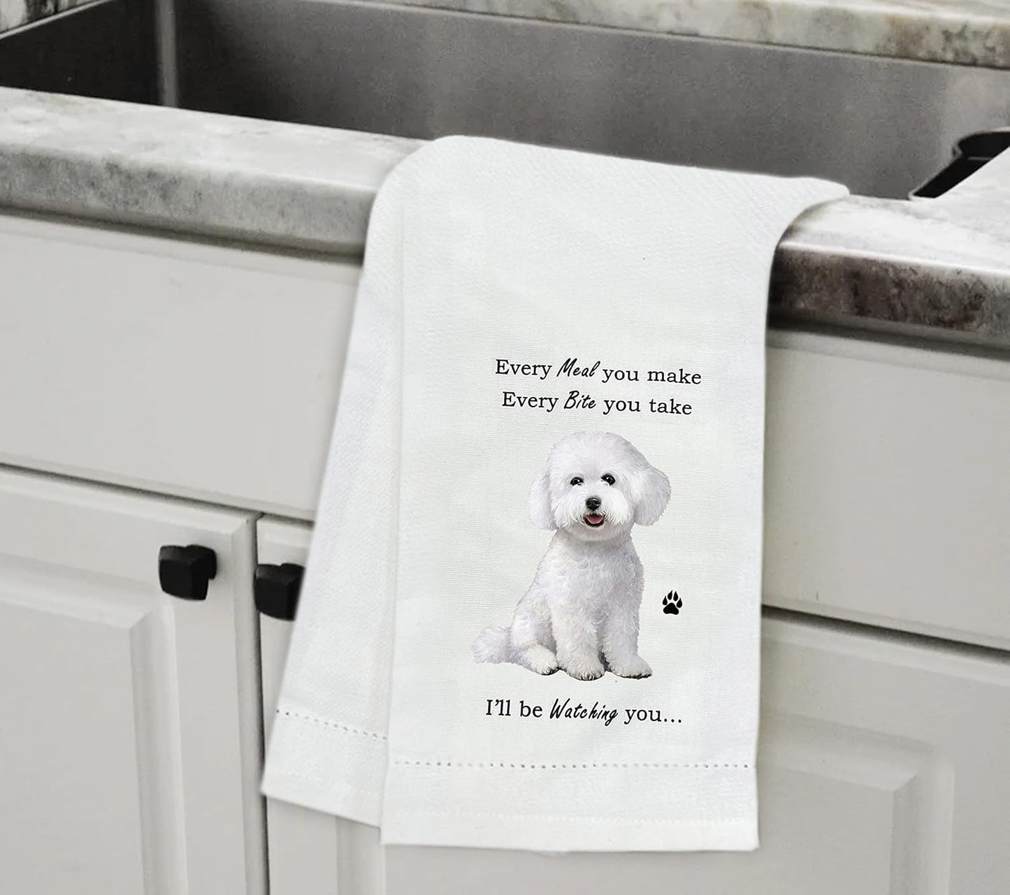 Bichon Frise Dogs Lovers Kitchen Towel Tea Towel- Soft Highly Absorbent - Reusable - Quick Drying - 100% Natural Cotton