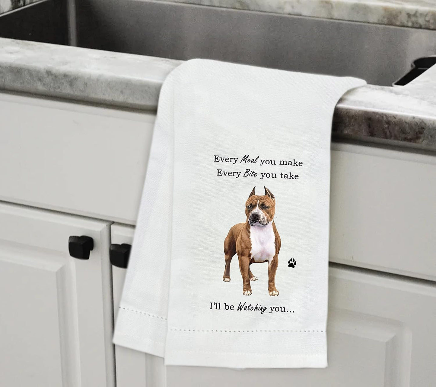 Pit Bull Dog Lover Kitchen Towel - Dish Towels for Washing Dishes - Tea Towels - Reusable - Quick Drying - 100% Natural Cotton