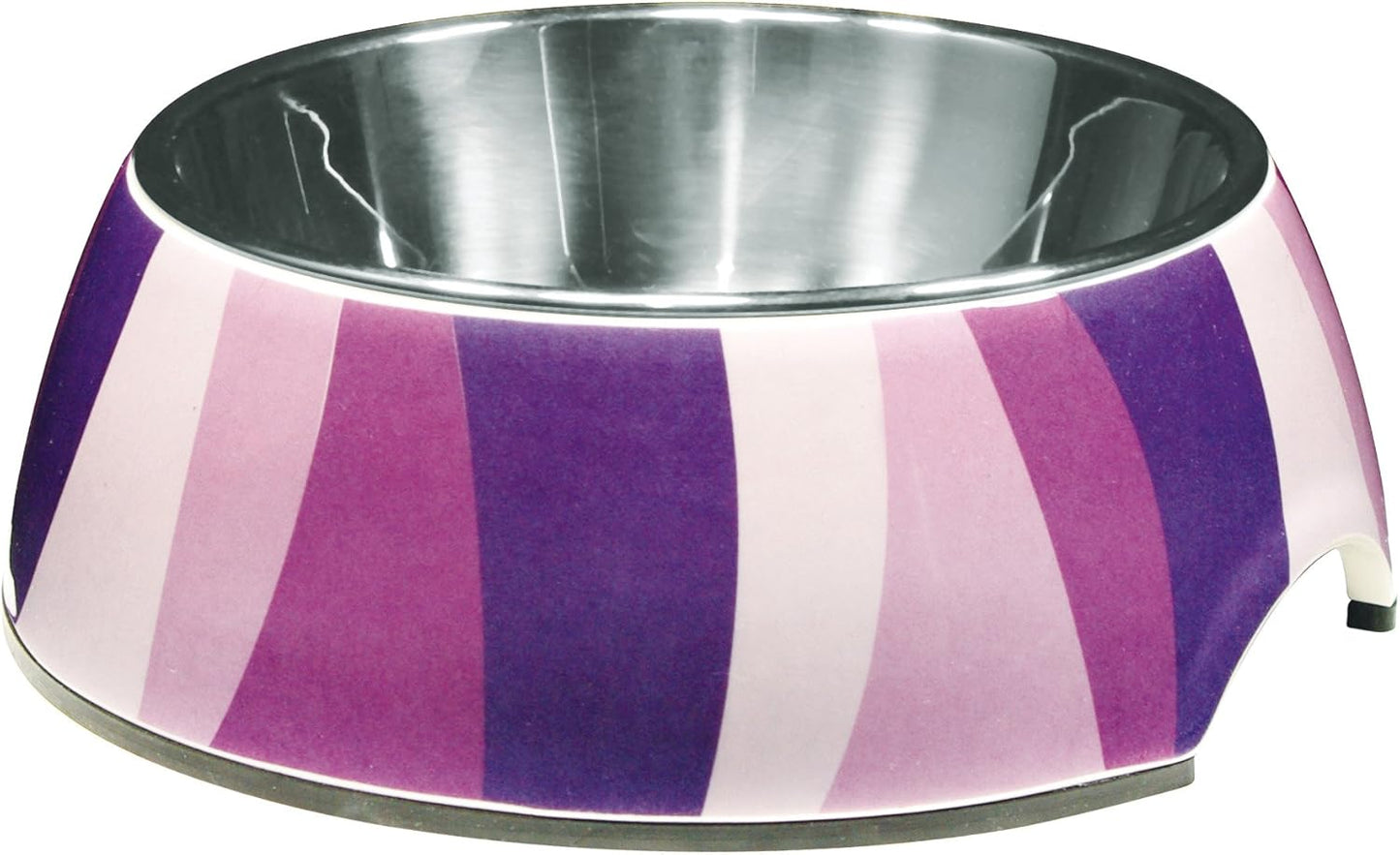 Dogit 2-in-1 Durable Dog Bowl, Food and Water Bowl for Dogs with Removable Stainless Steel Insert for Easy Cleaning, Purple Zebra Pattern, Small