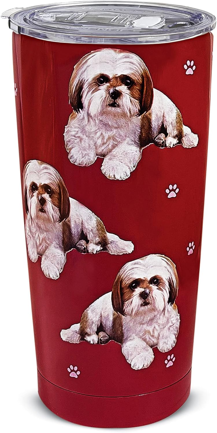Shih Tzu (Tan)Tumbler 20 Oz. Stainless Steel, Vacuum Insulated Tumbler with Spill Proof Lid - 3D Print - Insulated Travel mug for Hot or Cold Drinks