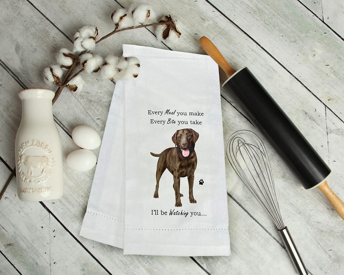 CHOCOLATE LABRADOR Lovers Kitchen Towel- Tea Towel -Soft Highly Absorbent- CHOCOLATE LABRADOR - Reusable - Quick Drying - 100% Natural Cotton