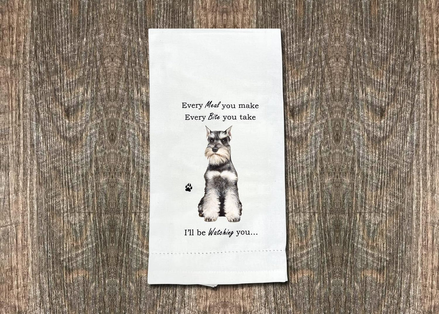 Schnauzer Kitchen Dog Lovers Towel - Soft Highly Absorbent - Dish Towels for Washing Dish-Tea Towel- Reusable - Quick Drying - 100% Natural Cotton