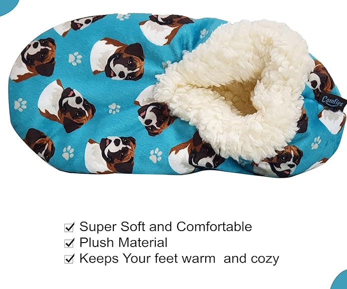 Boxer Super Soft Slippers - One Size Fits Most - Cozy House Slippers - Non Skid Bottom - perfect for Boxer gifts