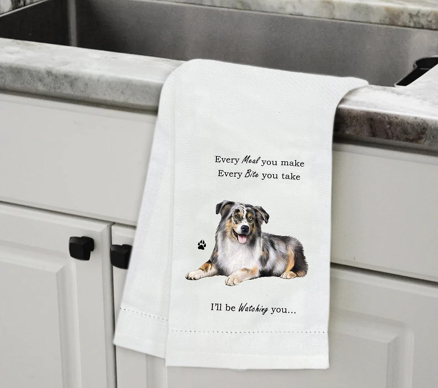 Australian Shepherd Dog Lovers Kitchen Towel - Soft Highly Absorbent - Dish&Tea Towels - Reusable - 100% Natural Cotton