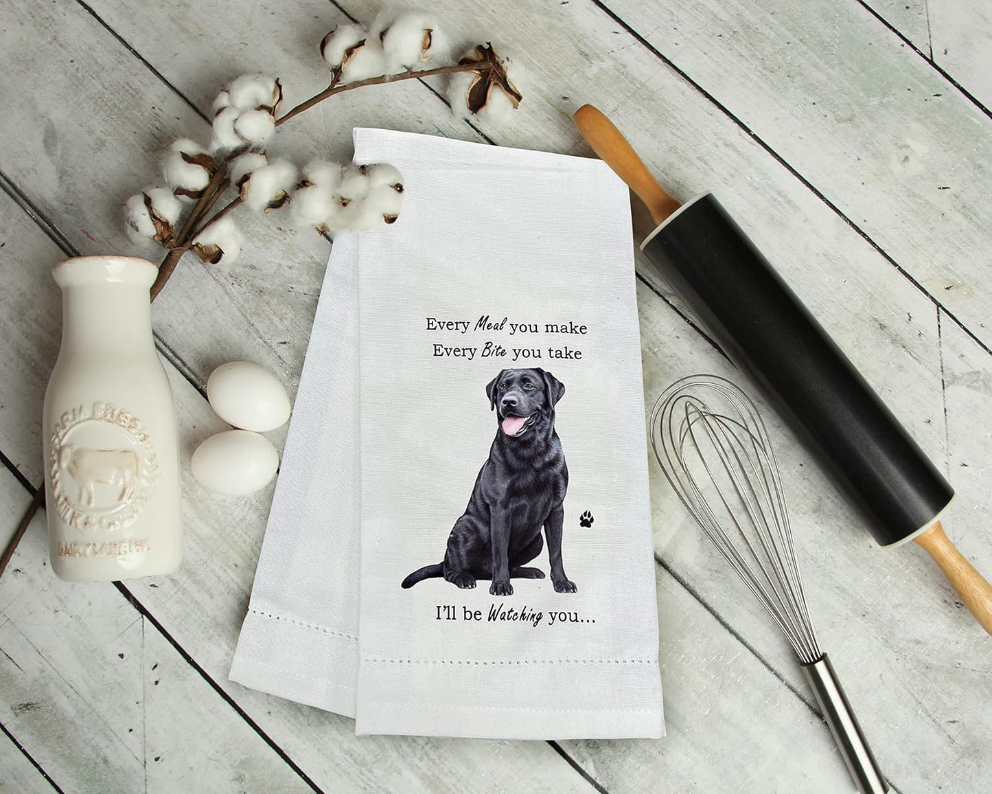 BLACK LABRADOR Lovers Kitchen &Dish Towel - Soft Highly Absorbent - Reusable - Quick Drying - 100% Natural Cotton