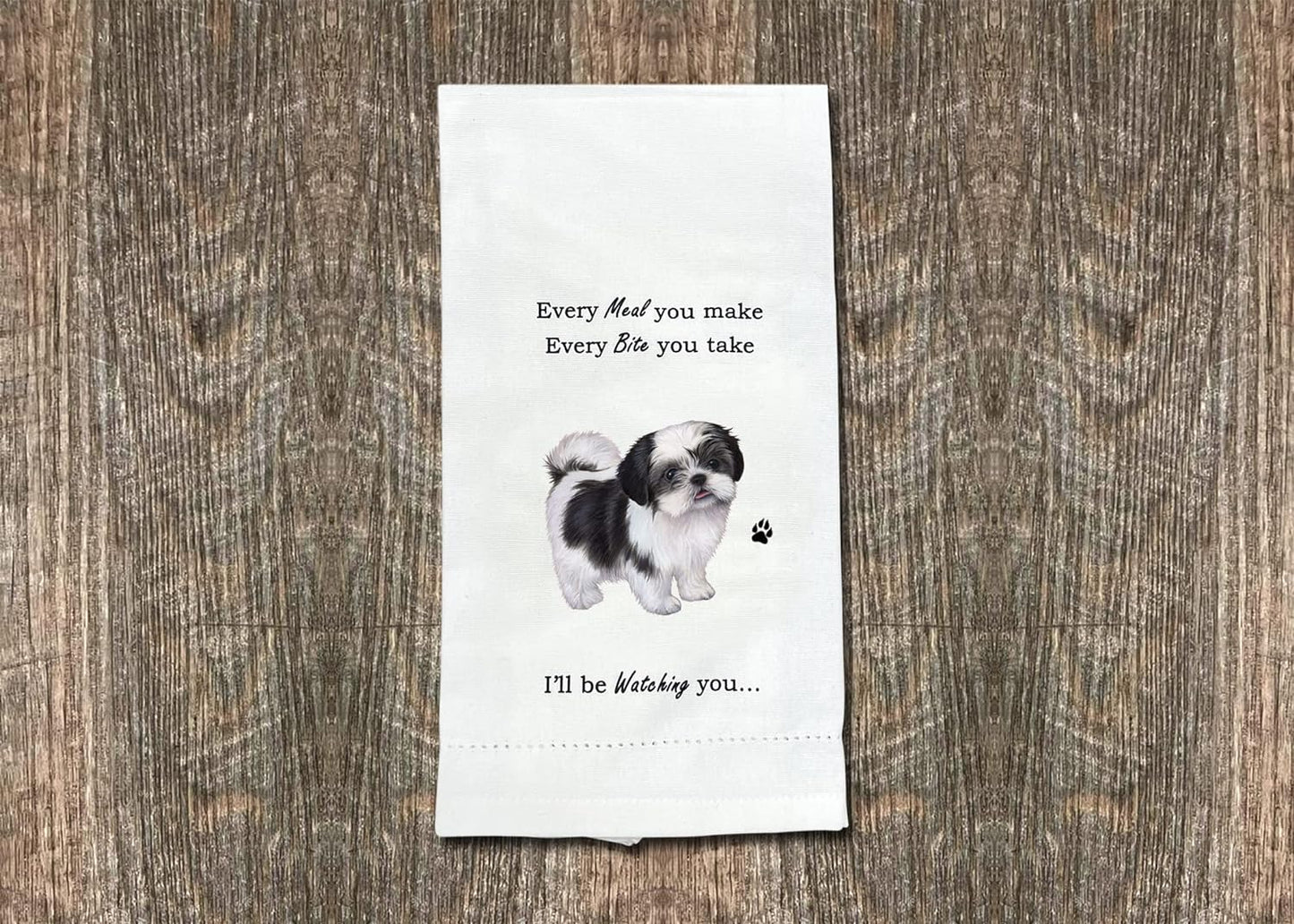 Black&White Shih Tzu Dog lovers Kitchen Towel Tea Towel- Soft Highly Absorbent - Reusable - Quick Drying - 100% Natural Cotton