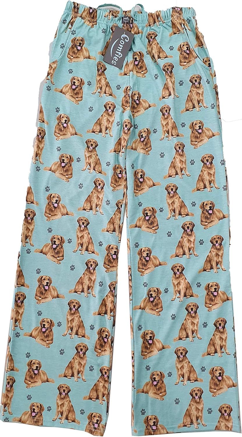Golden Retriever Dog Lovers Unisex Lightweight Cotton Blend Pajama Bottoms – Soft and Comfortable – Perfect Gift