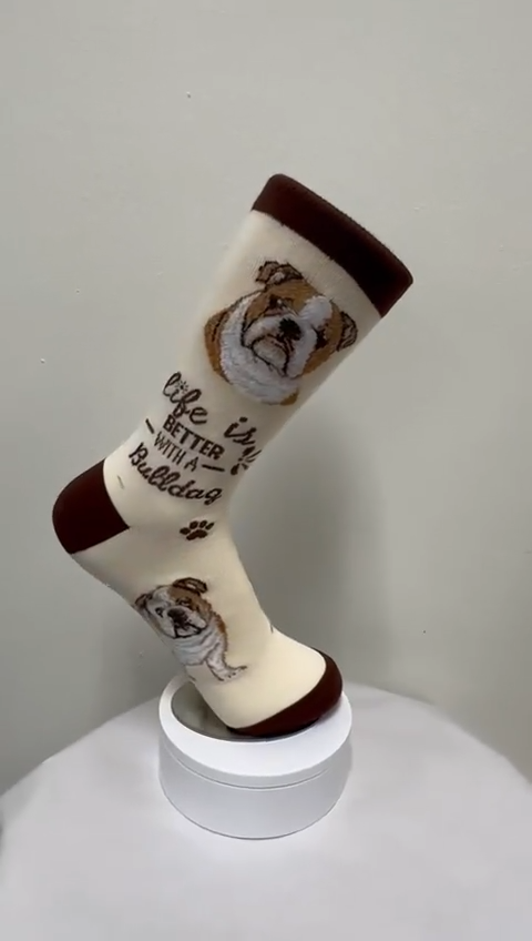Bulldog dog lovers socks,One size fits most,Unisex, All season, Premium quality
