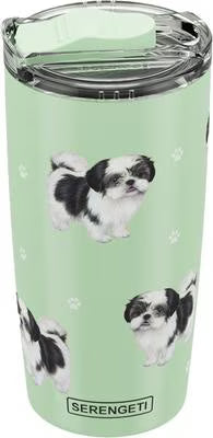 Shih Tzu Black and White Dog Lovers Tumbler - Stainless Steel, Vacuum Insulated Tumbler with Spill Proof Lid - 3D Print - Insulated Travel mug for Hot or Cold Drinks