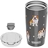Bulldog Lovers 20 Oz. Stainless Steel, Vacuum Insulated Tumbler with Spill Proof Lid - 3D Print - Insulated Travel mug for Hot or Cold Drinks