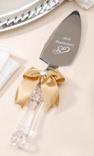 Darice VL5050, 50th Server with Ribbon Pearl Imprint 50th