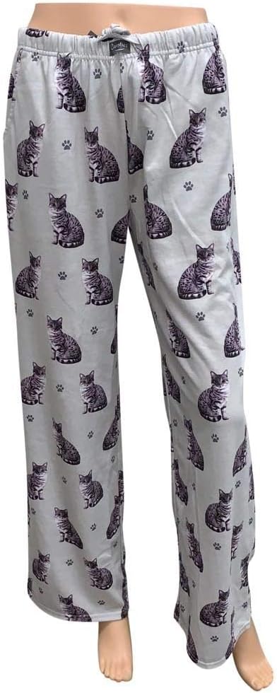 Silver Tabby Cat Lovers Pajama Bottoms -Unisex, Premium Quality