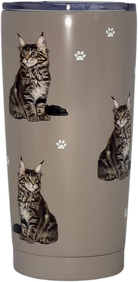 Maine Coon Cat Lover Tumbler 20 Oz. Stainless Steel, Vacuum Insulated Tumbler with Spill Proof Lid - 3D Print - Insulated Travel mug for Hot or Cold Drinks
