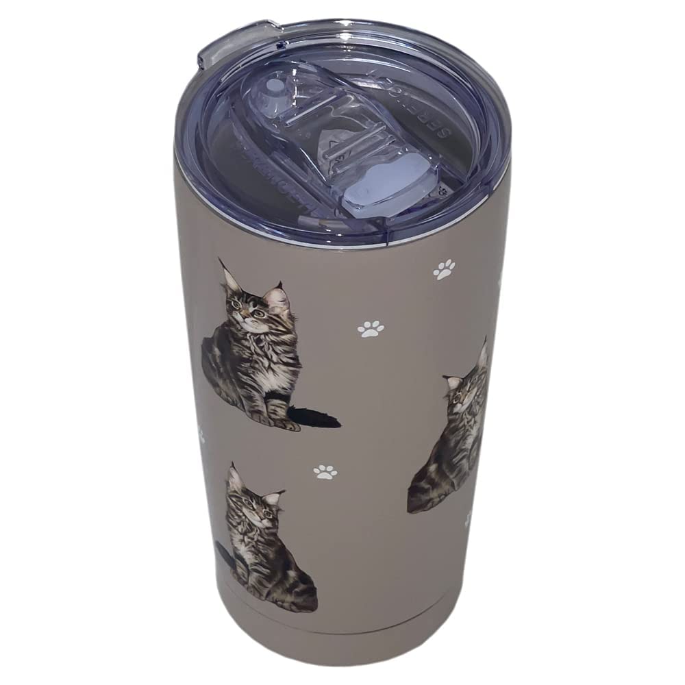 Maine Coon Cat Lover Tumbler 20 Oz. Stainless Steel, Vacuum Insulated Tumbler with Spill Proof Lid - 3D Print - Insulated Travel mug for Hot or Cold Drinks