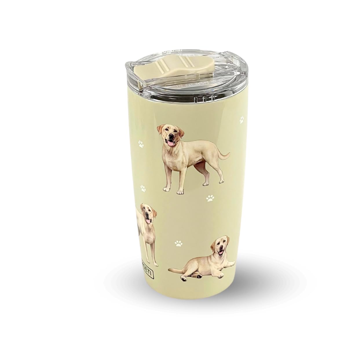 Yellow Labrador Dog Lovers 20 Oz . Stainless Steel, Vacuum Insulated Tumbler with Spill Proof Lid - 3D Print - Insulated Travel mug for Hot or Cold Drinks (Labrador Yellow Tumbler)