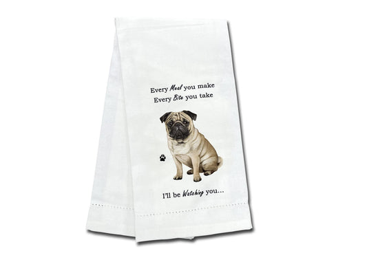 Pug Lovers Kitchen Towel - Soft Highly Absorbent- Dish & Tea Towels - Reusable - Quick Drying - 100% Natural Cotton