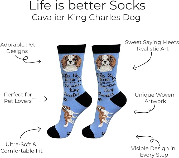 Cavalier King Charles Spaniel pet lover socks- Unisex, One size fits most ,Premium Quality.