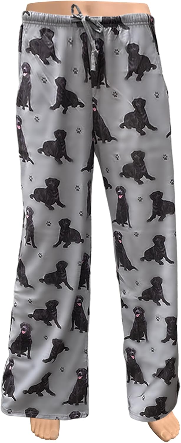 Black Lab Dog Lovers Unisex Lightweight Cotton Blend Pajama Bottoms – Soft and Comfortable – Perfect for Black Lab Gifts