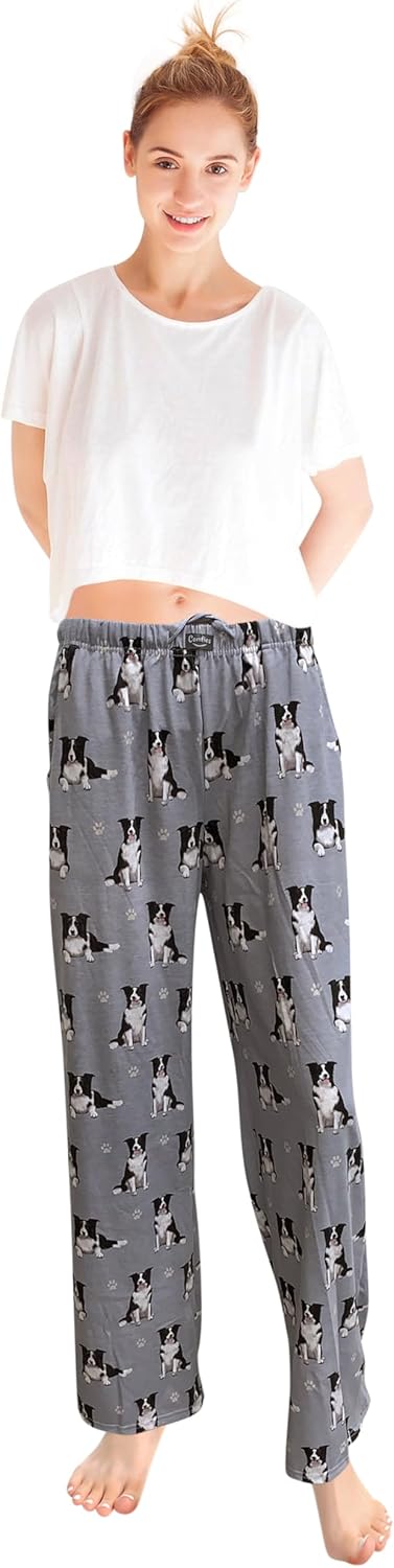 Border Collie Unisex Lightweight Cotton Blend Pajama Bottoms – Super Soft and Comfortable – Perfect for Border Collie Gifts