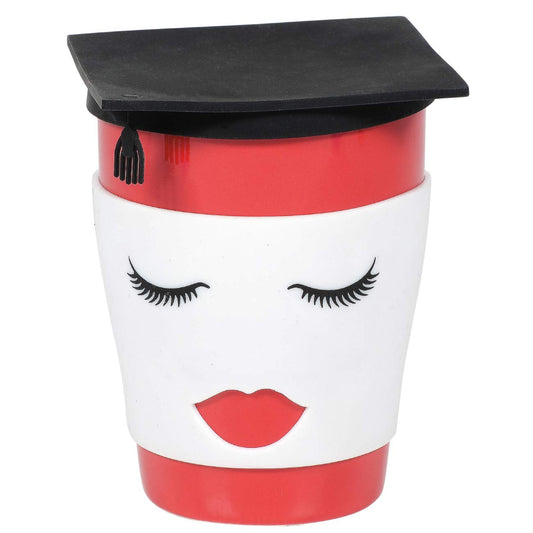 Enesco Our Name is Mud Graduation Female Travel Coffee Mug and Lid Set, 12 Ounce, Multicolor