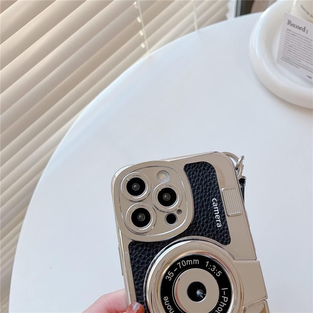 for iPhone 12 14 Pro Max 11 13 Pro Max Leather Pattern Protect Cover 3D Camera Hand Strap Couple Gift case,1,for iPhone 11Pro Max