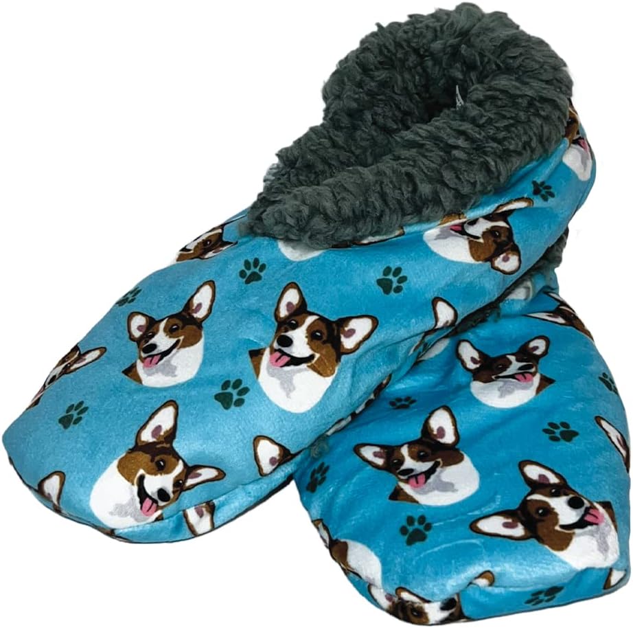 Welsh Corgi Dog Lovers Super Soft Slippers - Cozy House Slippers - Non Skid Bottom - One Size Fits Most - Sherpa slipper -Unisex Pet Lover Gifts