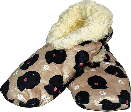 Dark Labradoodle Dog Lovers Slippers - Cozy Sherpa House Slippers for Women & Men - Indoor House Shoes - Pet Lover Gifts - Non Skid Bottom - 1 Size Fits Most - Unisex
