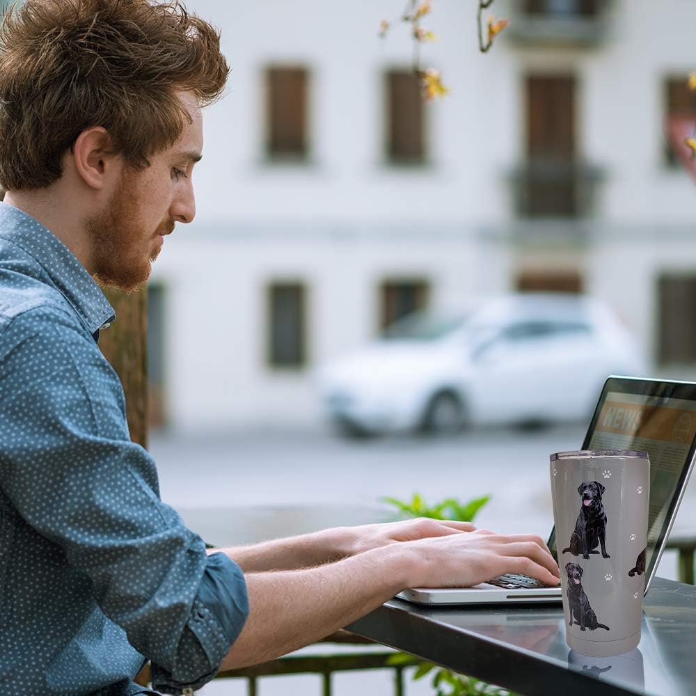 Black Labrador Dog lovers Tumbler  20 Oz. Stainless Steel, Vacuum Insulated with Spill Proof Lid - 3D Print - For Hot or Cold Drinks