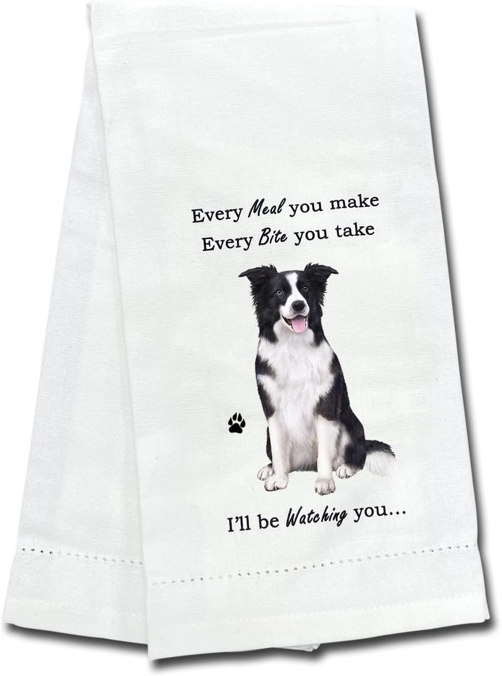 Border Collie Dog Lovers Kitchen Towel, Tea Towel - Soft Highly Absorbent - Reusable - Quick Drying - 100% Natural Cotton
