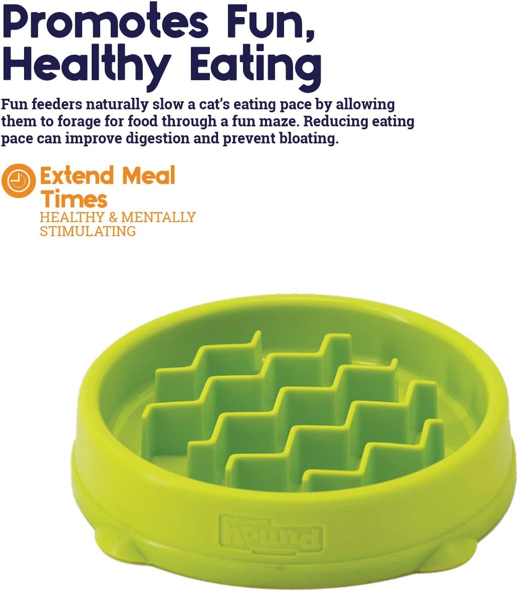 Catstages Kitty Slow Feeder Cat Bowl, Green