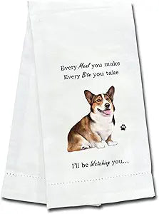 Welsh Corgi Kitchen Towels - Soft, Highly Absorbent  - Dish & Tea Towels - Reusable, Quick Drying - 100% Natural Cotton