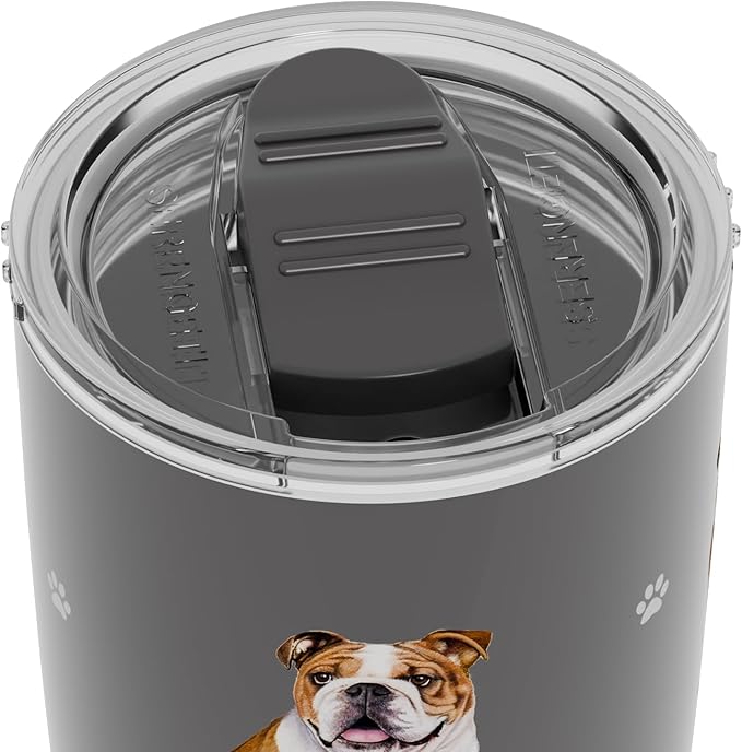 Bulldog Lovers 20 Oz. Stainless Steel, Vacuum Insulated Tumbler with Spill Proof Lid - 3D Print - Insulated Travel mug for Hot or Cold Drinks