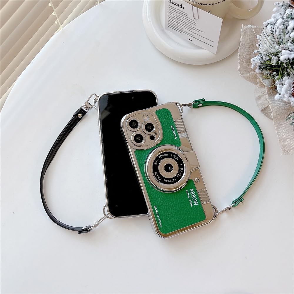 for iPhone 12 14 Pro Max 11 13 Pro Max Leather Pattern Protect Cover 3D Camera Hand Strap Couple Gift case,5,for iPhone 14