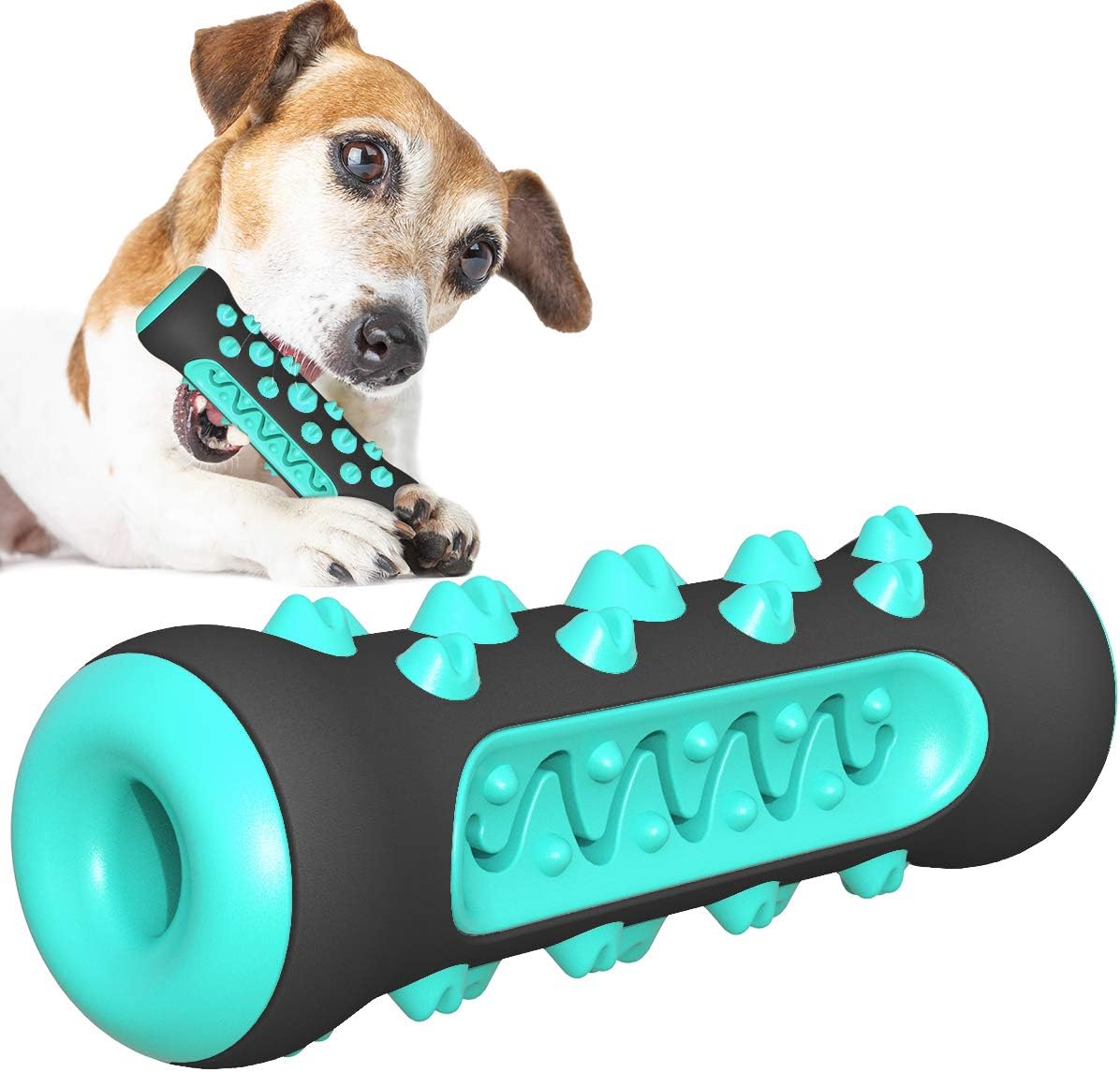 Dog Toys for Aggressive Chewers, Tough Toothbrush Puppy Chew Toy, Indestructible Rubber Toys for Pet Training, Teeth Cleaning, Playing and Chewing for Medium & Large Breeds (BlackBlue)