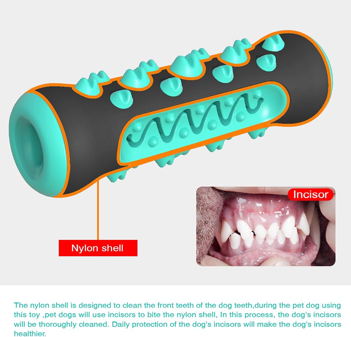 Dog Toys for Aggressive Chewers, Tough Toothbrush Puppy Chew Toy, Indestructible Rubber Toys for Pet Training, Teeth Cleaning, Playing and Chewing for Medium & Large Breeds (BlackBlue)