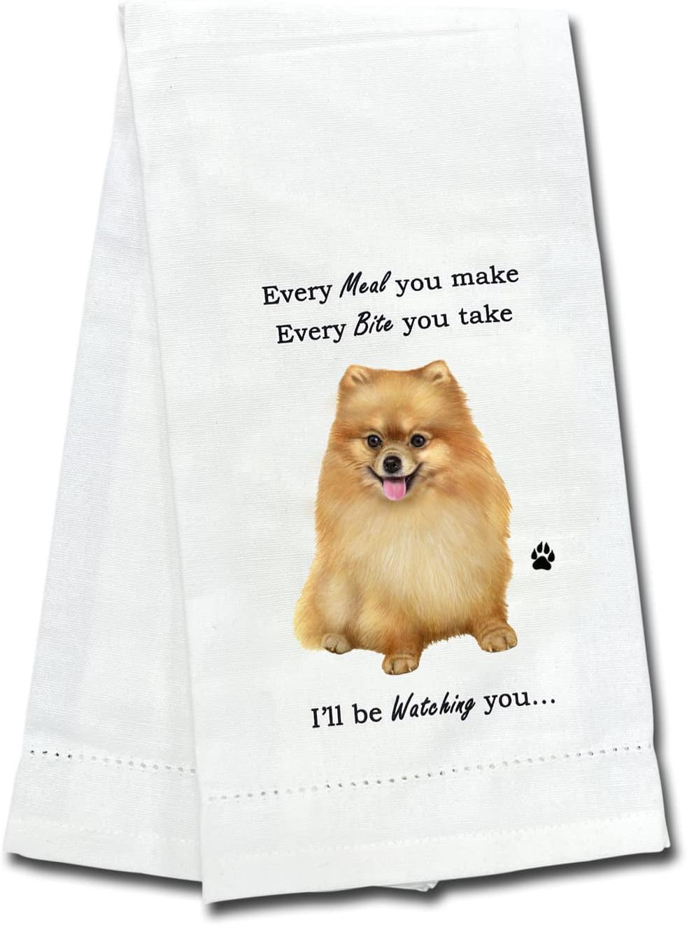 Pomeranian Dog Lovers Kitchen Towel - Soft Highly Absorbent - Dish&Tea Towels - Reusable - Quick Drying - 100% Natural Cotton