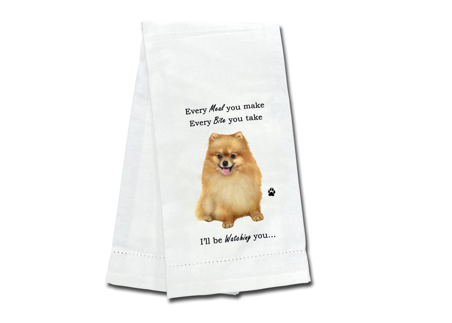 Pomeranian Dog Lovers Kitchen Towel - Soft Highly Absorbent - Dish&Tea Towels - Reusable - Quick Drying - 100% Natural Cotton