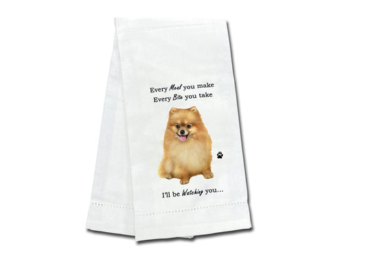 Pomeranian Dog Lovers Kitchen Towel - Soft Highly Absorbent - Dish&Tea Towels - Reusable - Quick Drying - 100% Natural Cotton