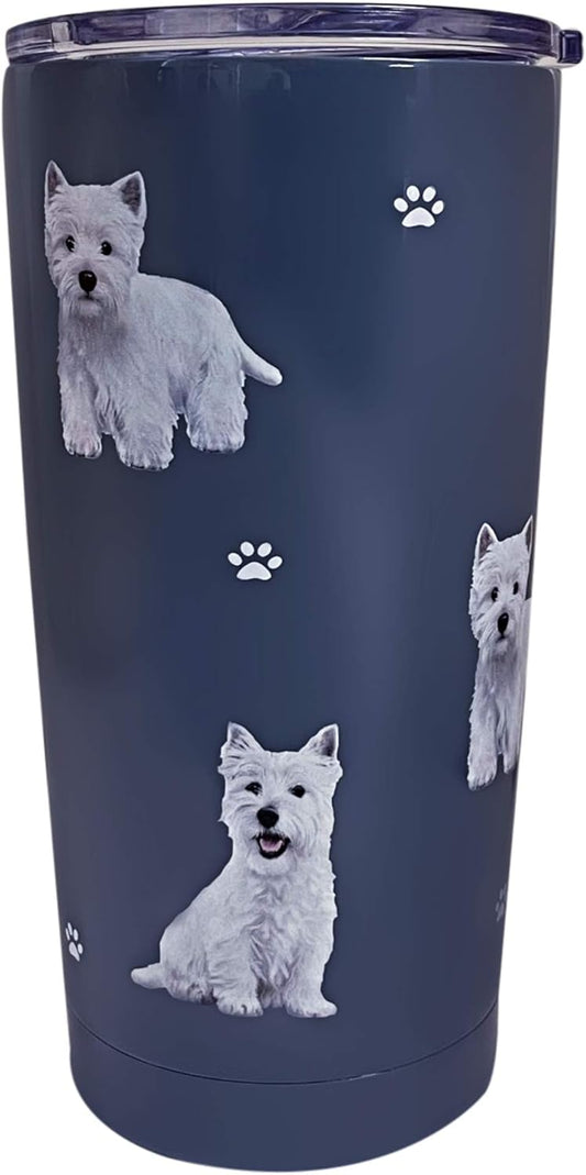 Westie Dog Lovers Tumbler - Stainless Steel, Vacuum Insulated Tumbler with Spill Proof Lid - 3D Print - Insulated Travel mug for Hot or Cold Drinks