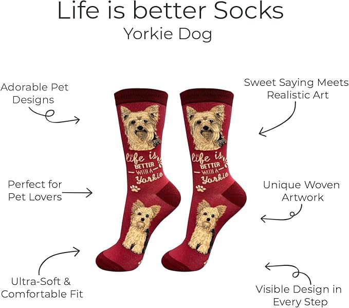 Yorkie Dog Pet Lover Socks - All Season - One Size Fits Most - Unisex,Premium Quality