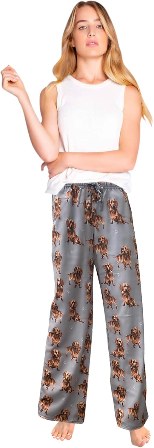 Dachshund Dog Lovers Unisex Lightweight Cotton Blend Pajama Bottoms – Super Soft and Comfortable – Perfect for Dachshund Gifts